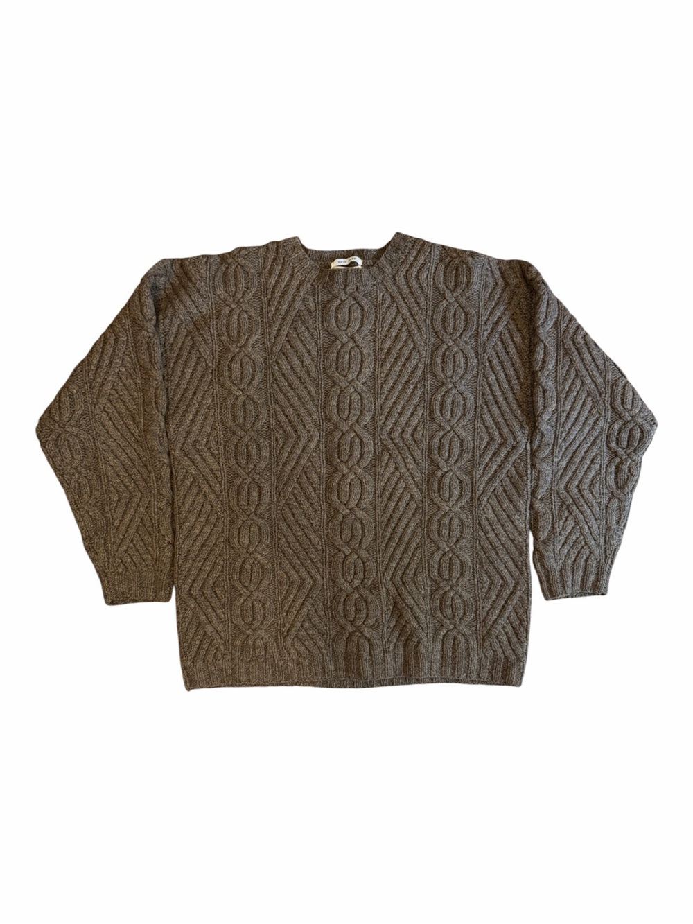 Classic Cable Knit Crewneck Sweater in Brown